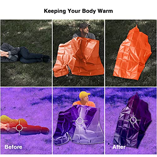 RedSwing Heavy Duty Survival Blanket, Waterproof Emergency Thermal Tarp, Multipurpose Reflective Insulated All Weather Blankets for Camping Hiking, Orange - Thumbnail 5