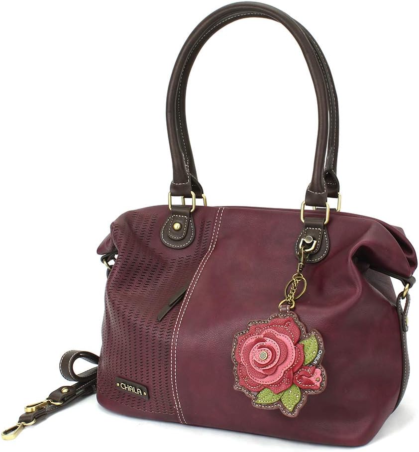 CHALA Laser Cut Crossbody Shoulder bag Tote Bag Faux Leather Plum