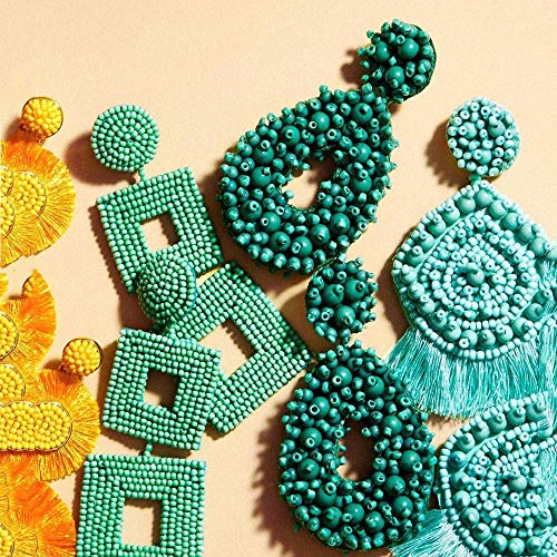 Statement Drop Earrings - Bohemian Beaded Teardrop Dangle Earrings Gift For Women #TOP5