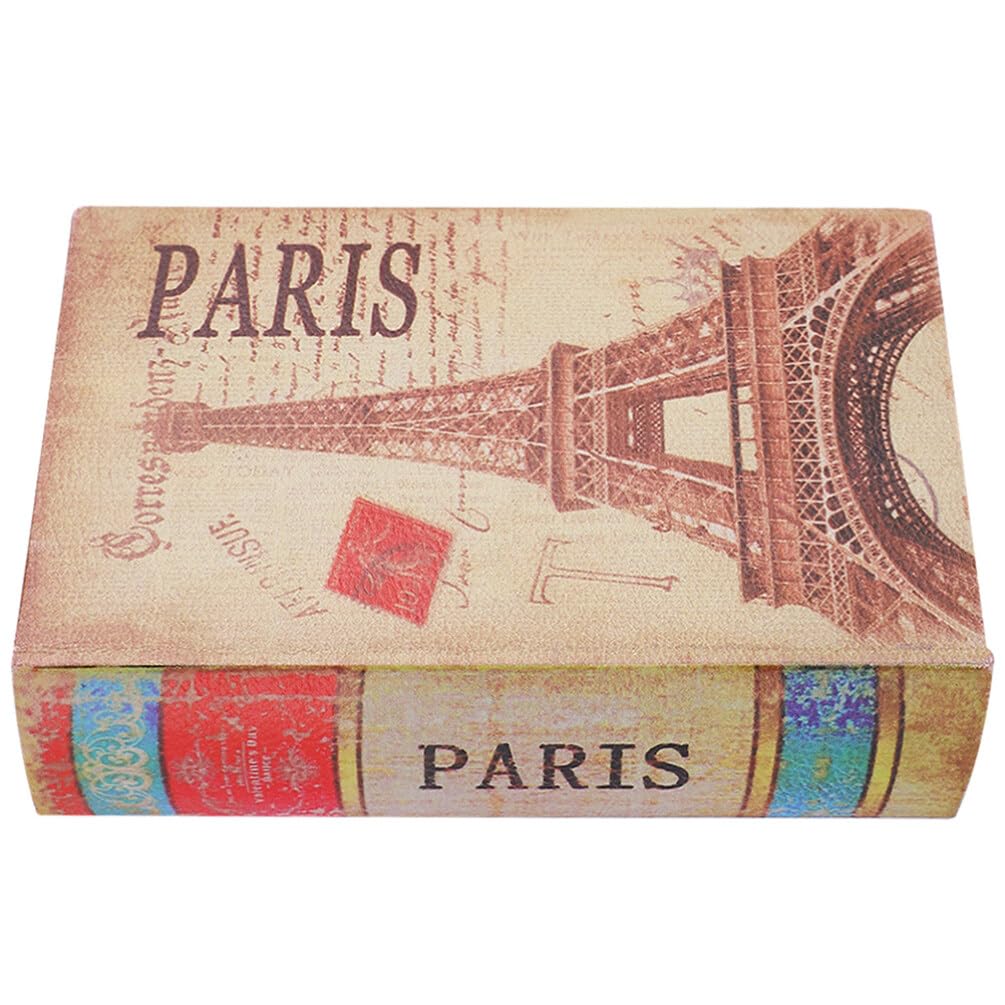 Boîte de rangement vintage en forme de livre ancien en bois marron HOMSFOU