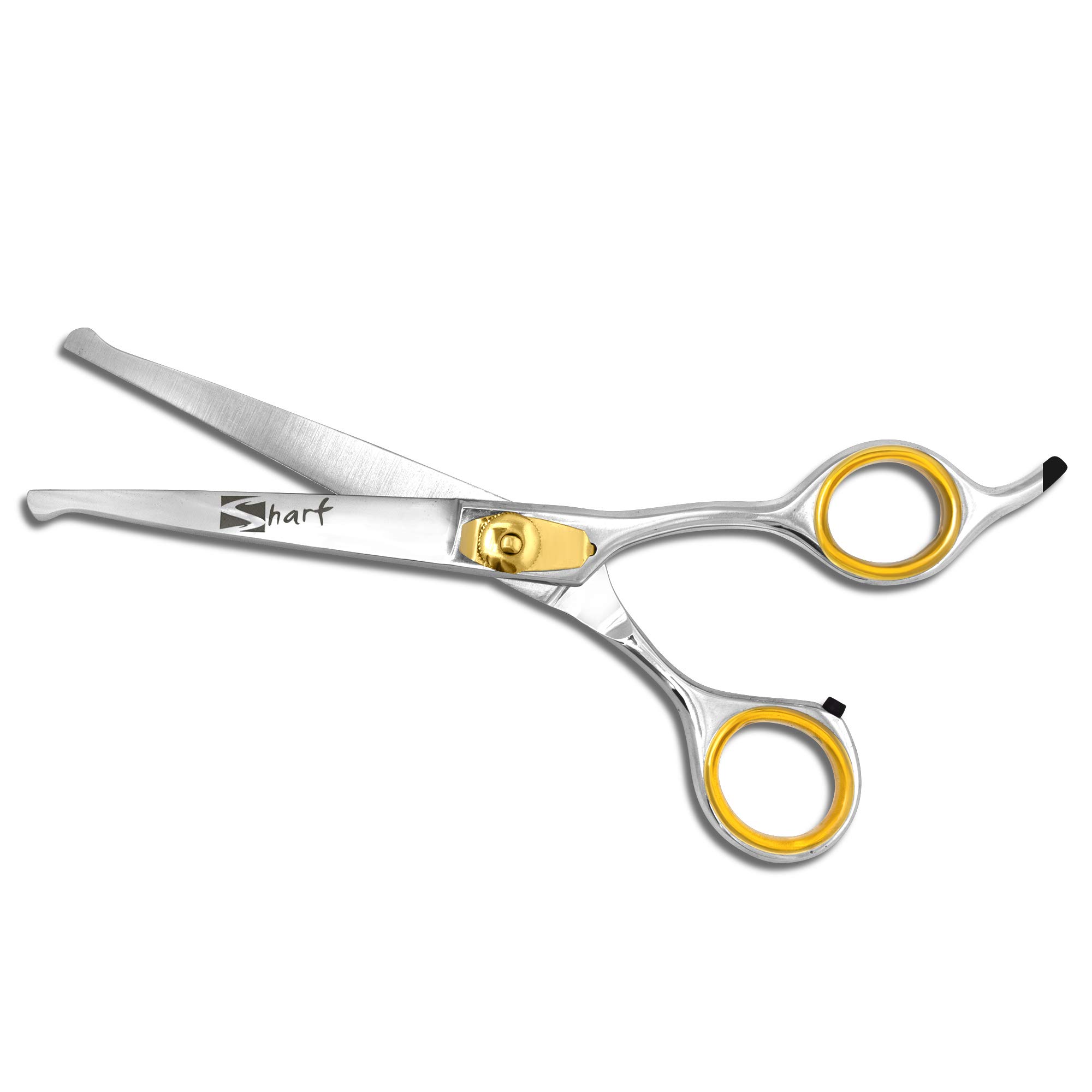 Sharf Gold Touch Fellschere für Hunde, 16.5 cm, gebogen, scharf, Kugelspitze für sichere und einfache Anwendung auch für Nase, Ohr und Gesicht