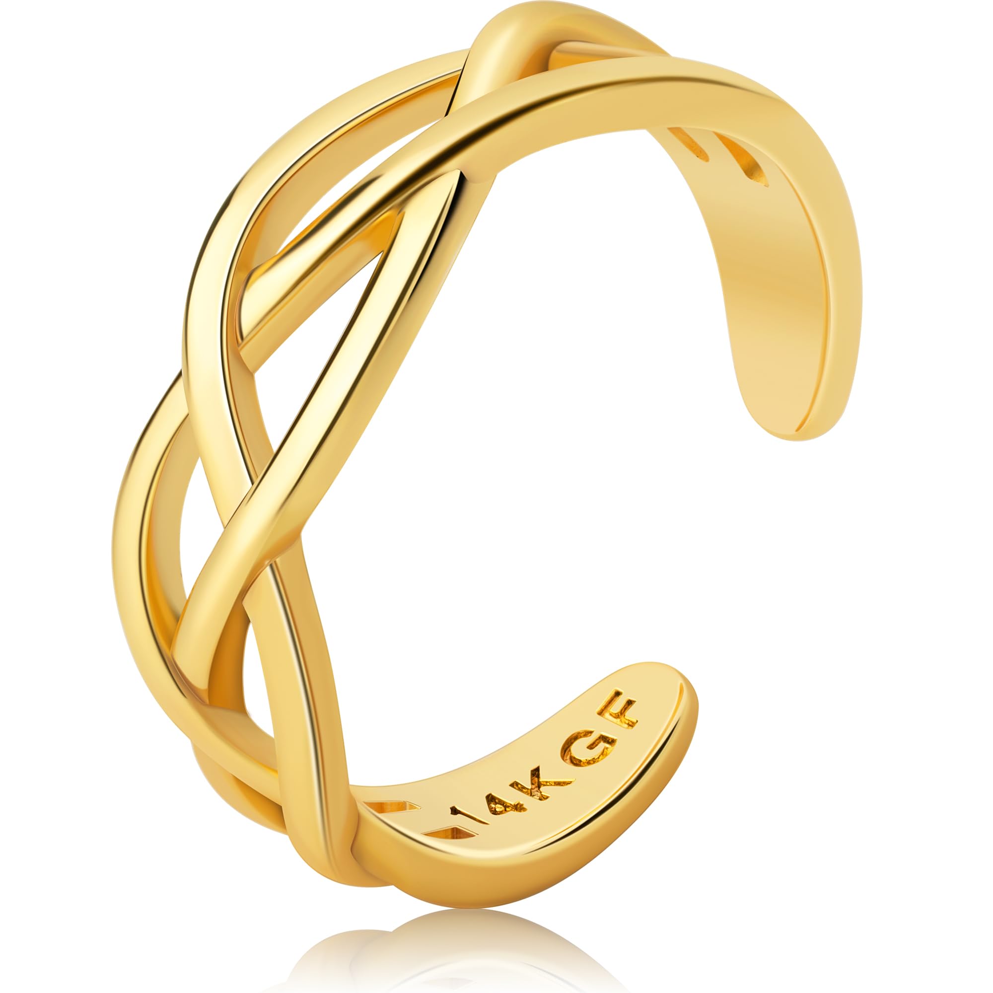 14K Gold Filled Toe Rings for Women Adjustable Wrap Open Cuff Foot Rings Hypoallergenic Celtic Knot Vintage Band Rings Summer Beach Jewelry