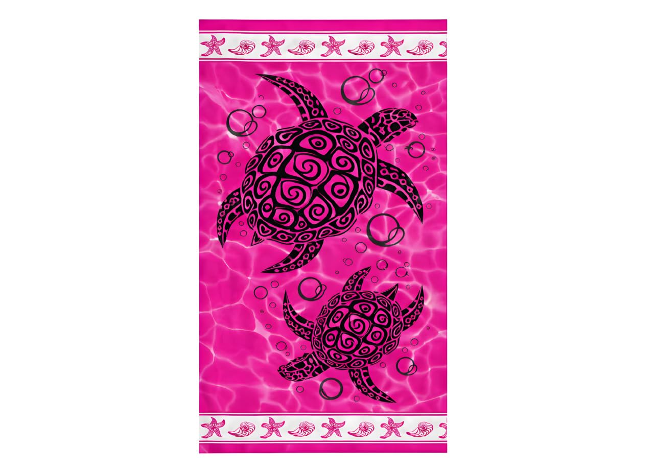 BIANCHERIAWEB Telo Mare Grande 100x180 Spugna Spiaggia Piscina Maui Turtle D28 Telo Mare Fuxia