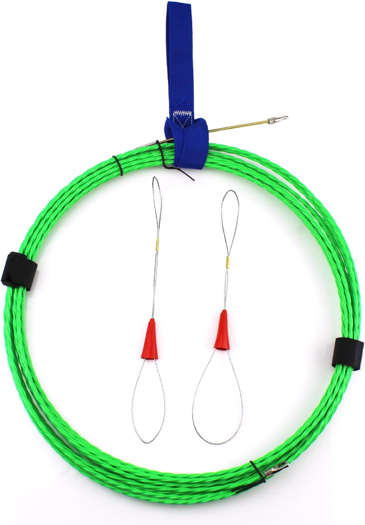 Amonk Fish Tape Wire Puller Kit 32 FT(10M) Electrical Cable Puller Kit Fastener Tool PET Electrical Wire Threader 4.5mm Through Wall Wire Guide Device with Steel Rope