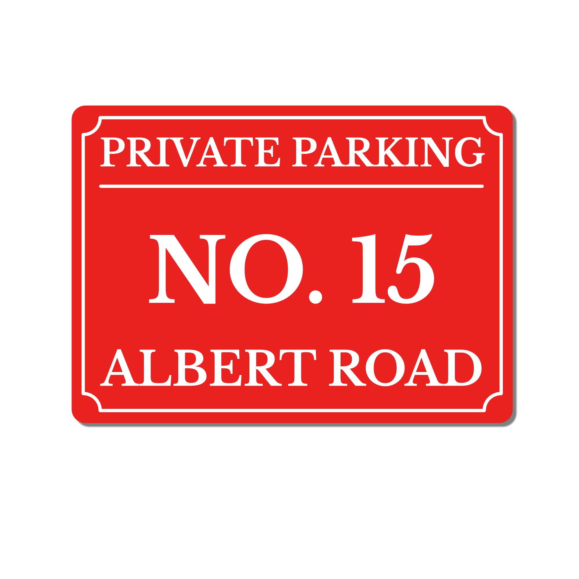 Personalised Private Parking Sign – Custom Metal Driveway Sign – No Parking for House Number (Red, A4 - (283 x 197mm))
