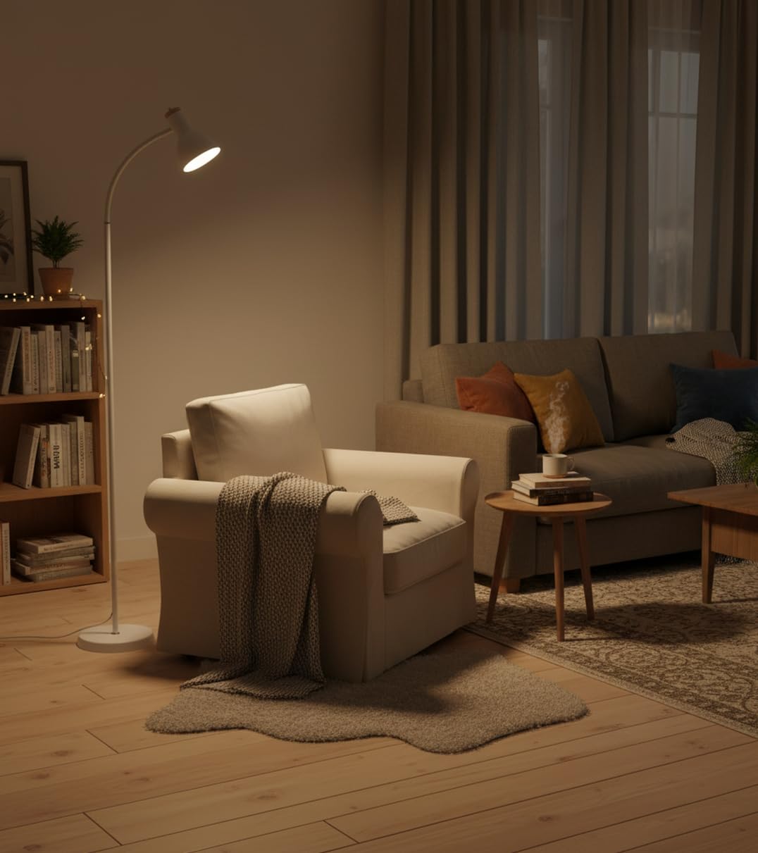BEL AIR HOME - Lampada da Terra Argos | Piantana Industriale per Soggiorno e Stanza | Design Elegante | 155x22cm, Attacco E-27 (LAMPADINA NON INCLUSA) (BIANCO)