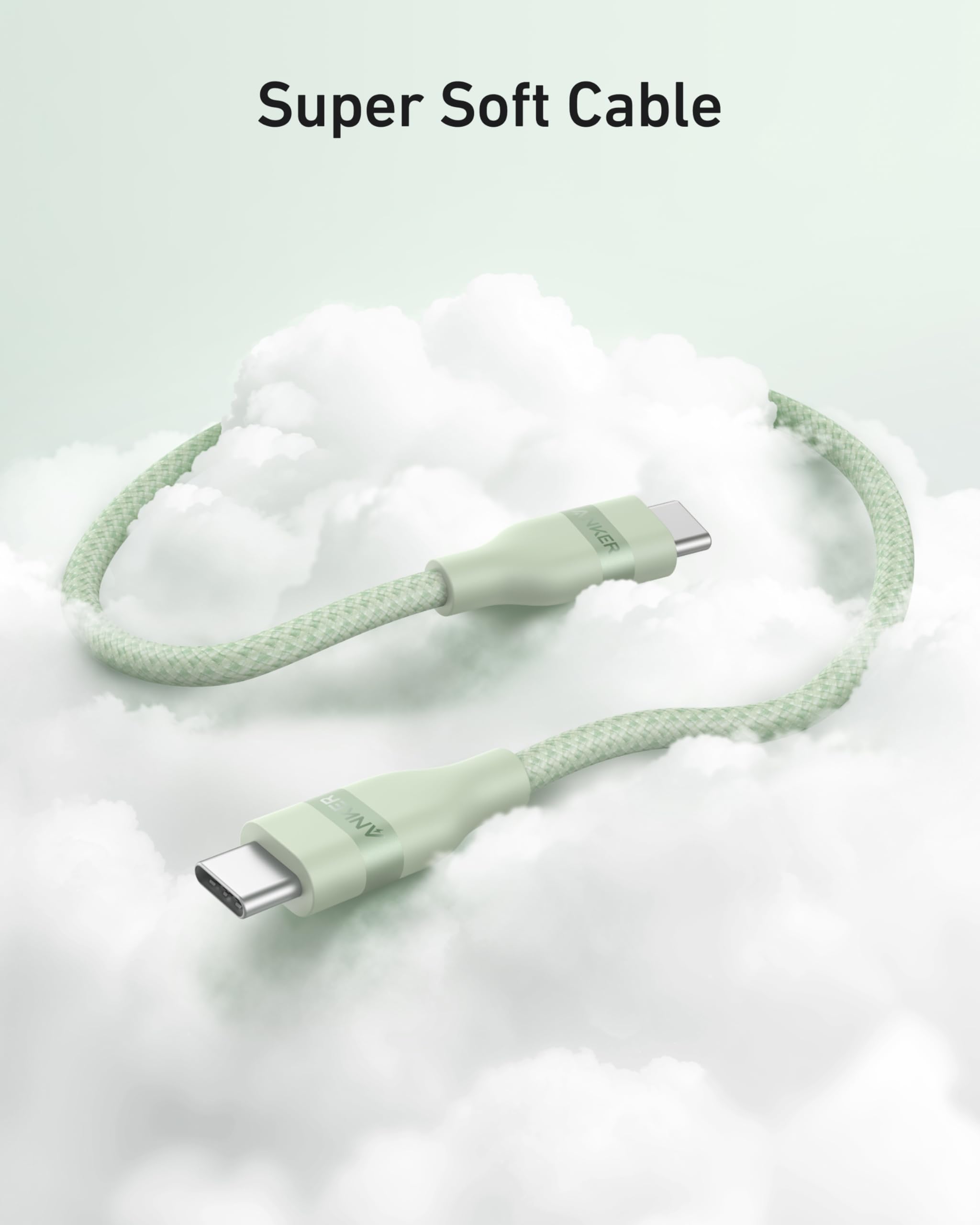 Anker Cavo USB-C di ricarica veloce 240W, design intrecciato e riciclato, per iPhone 16/16 Pro/16 Plus/16 Pro Max, MacBook Pro, iPad Pro, iPad Air 4, Galaxy S23 e altro ancora(1,8m, Verde)