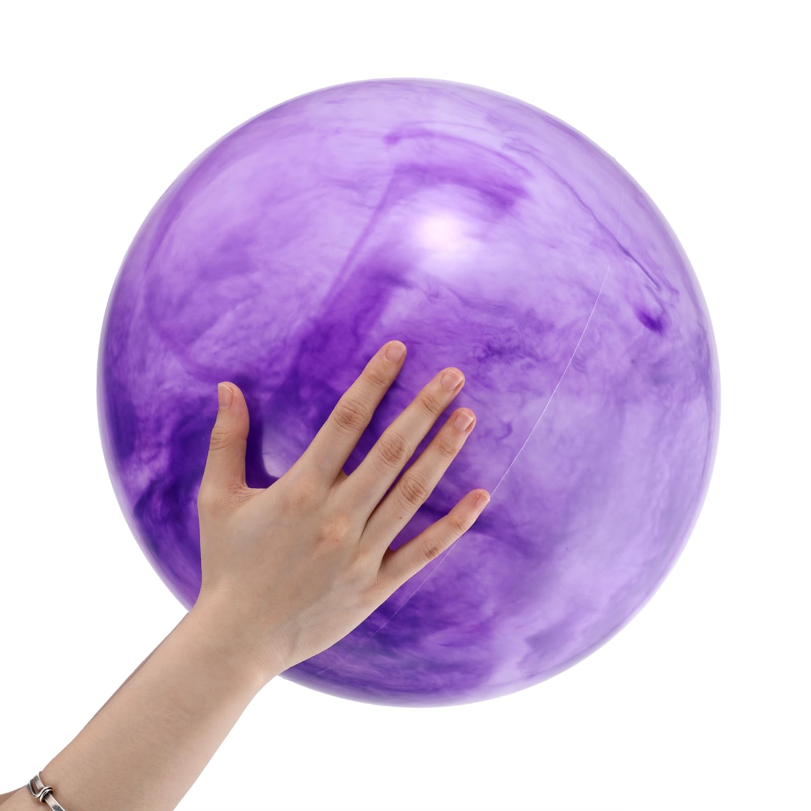 Grevosea 15 Inch Inflatable Beach Ball Large Marbleized Bouncy Ball Colorful Cloud Bouncing Balls for Adults Pet Outdoor Summer Beach Party Supplies School Water Fun (Purple)