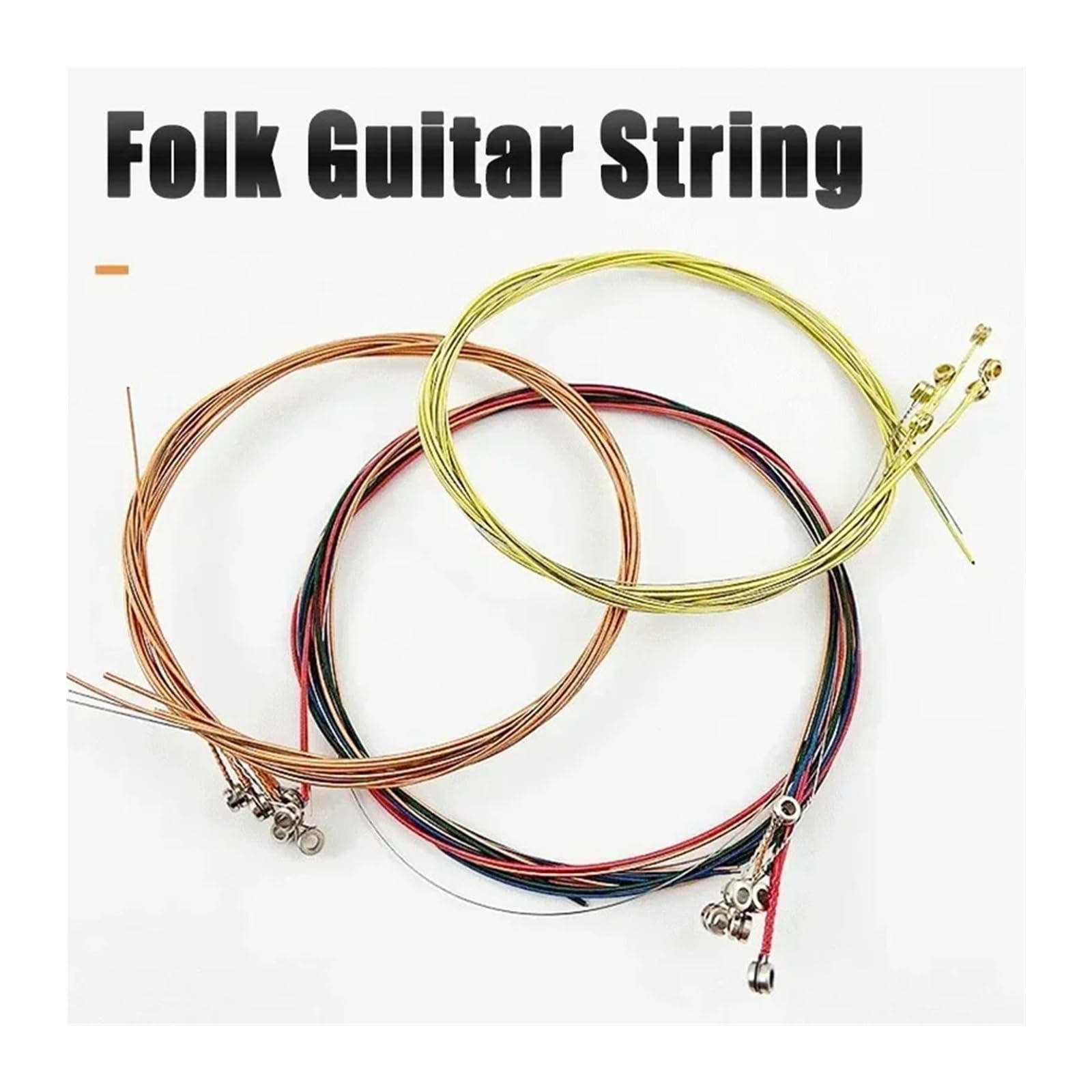3 Satz farbige Kupferkern-Akustik-Folk-Gitarrensaiten, Ersatzsatz for Musikinstrumententeile