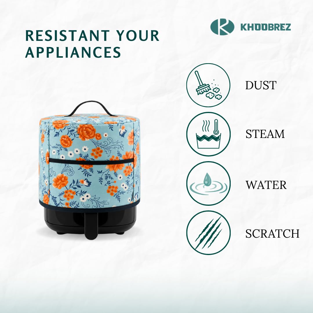 KHOOBREZ Nylon Air Fryers Cover Dust and Waterproof Washable for Kitchen Suits for Major Brand Air Fryers, Attractive Desing AR(Grey) 3