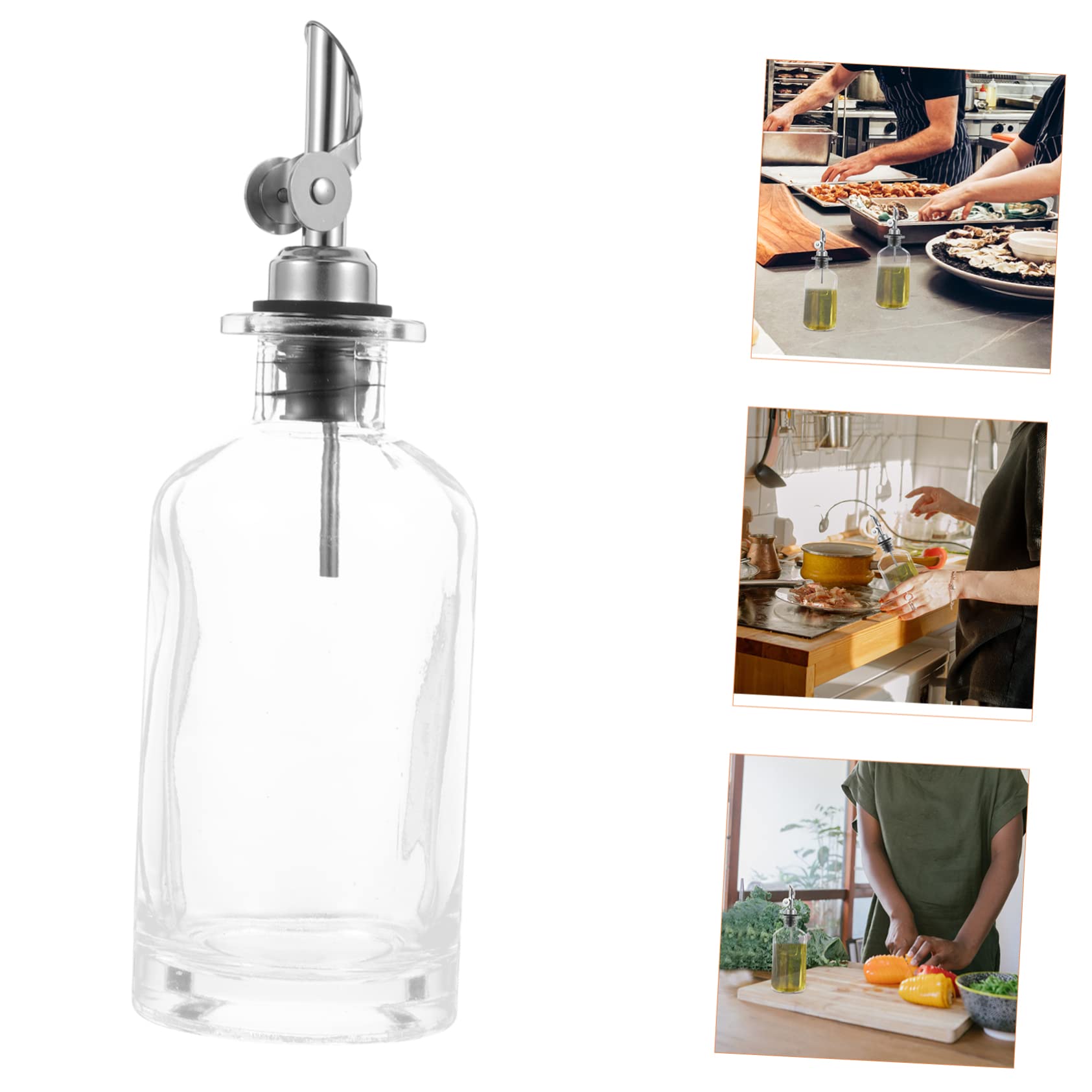 Botellas Dispensadoras de Aceite y Vinagre 350ml, Vidrio y Acero Inoxidable