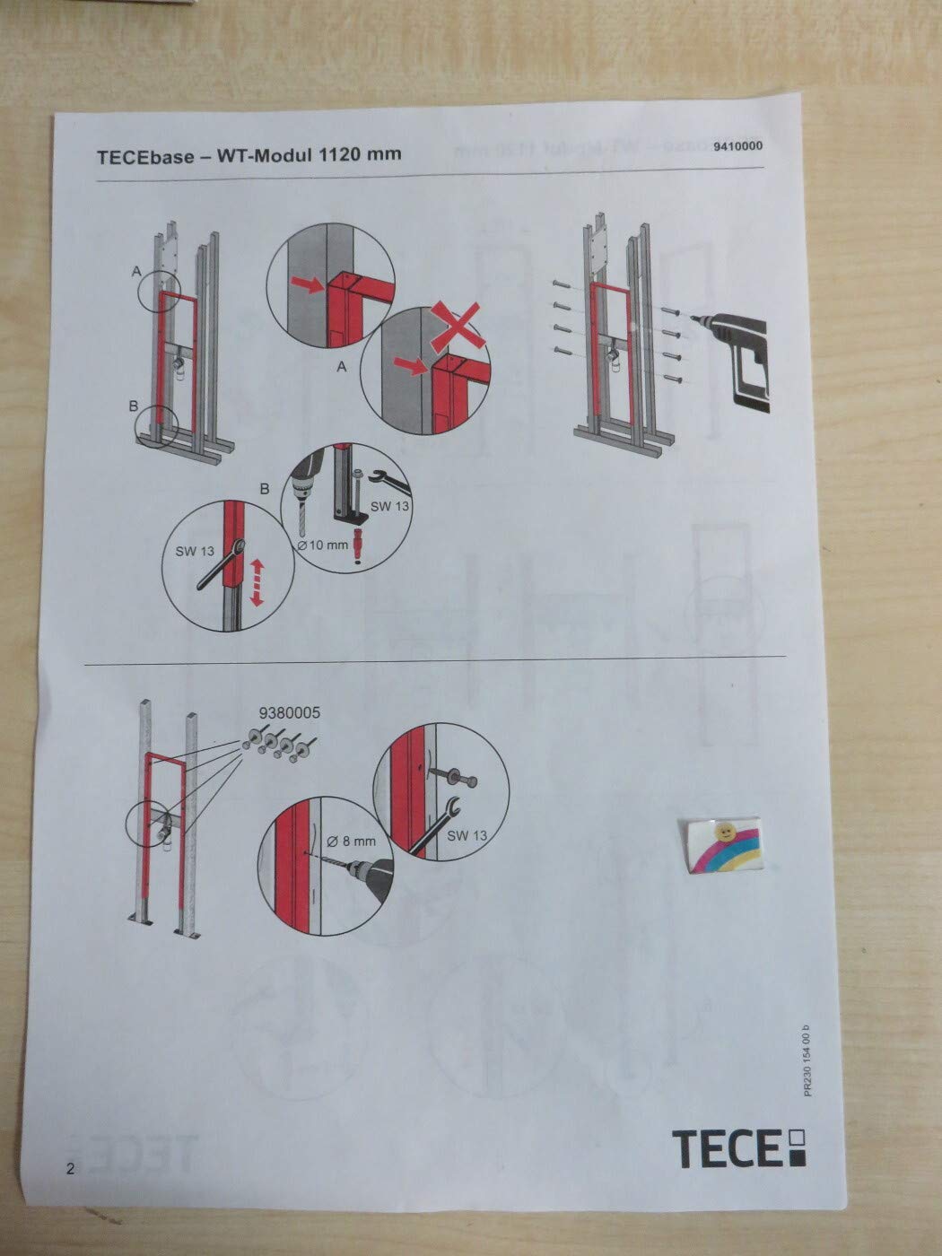 TECE base Waschtisch Vorwandelement Waschtischmodul schmal 310 Bauhöhe 1120