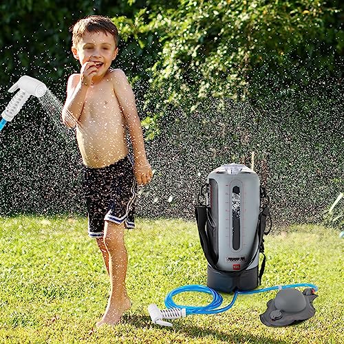 Bolsa de Ducha Portátil para Exterior - 3 Galones/12 L, Ducha de Camping con Calentamiento Solar, Bomba, Manguera Removible y Kit para Colgar, Agua Caliente Hasta 53 °C con Cabezal de Ducha Conmutador On/Off para Enjuague, Viajes y Senderismo miniatura 4