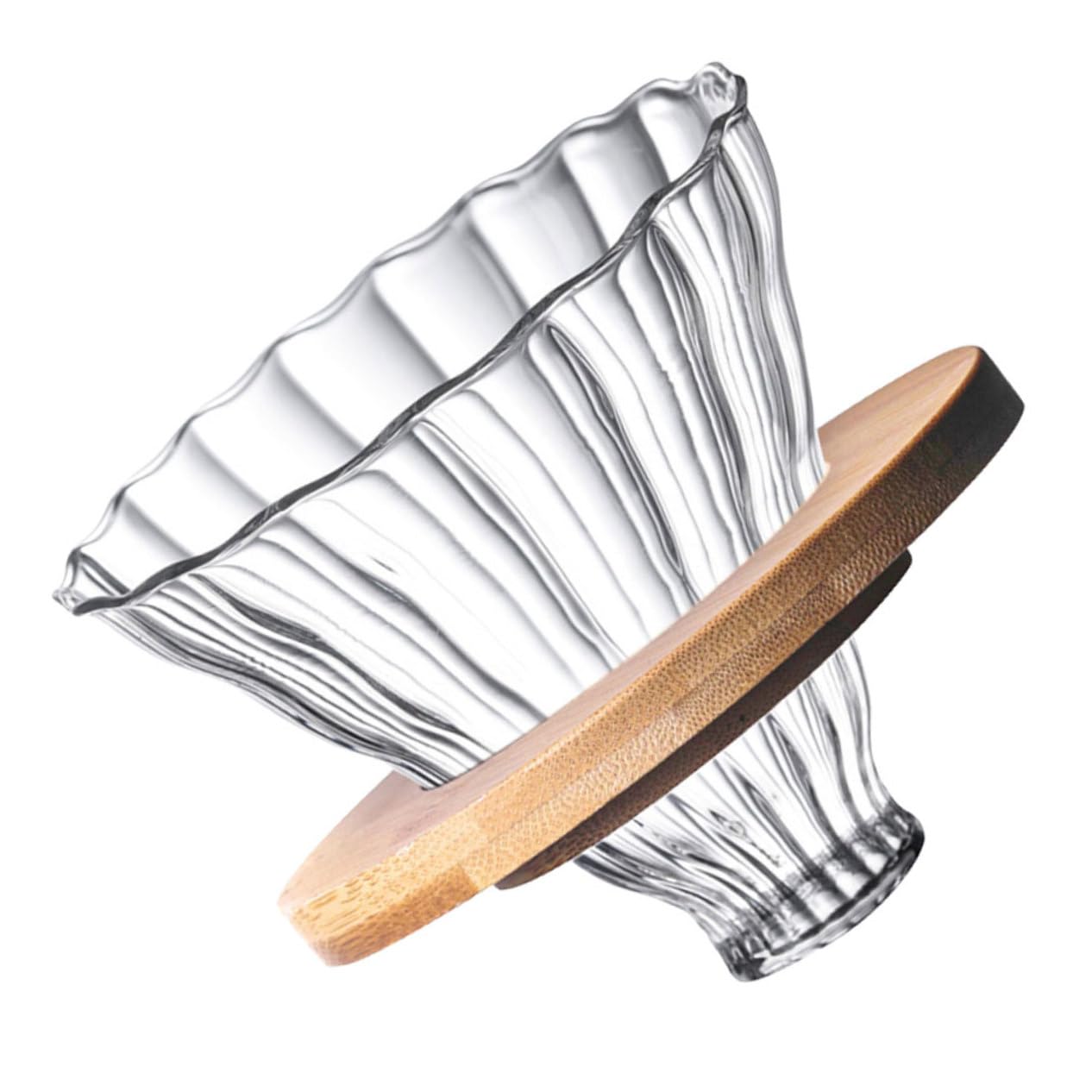 POPETPOP 1Set Coffee Funnel Strainer Reusable High Borosilicate Glass Dripper with Base Filter for Brew for Home Travel Coffee Lovers