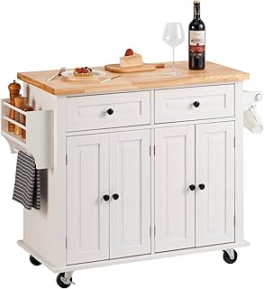 25 White Kitchen Ideas For a Clean and Elegant Space 109 VEVOR Kitchen Island Cart with Solid Wood Top, 35.4