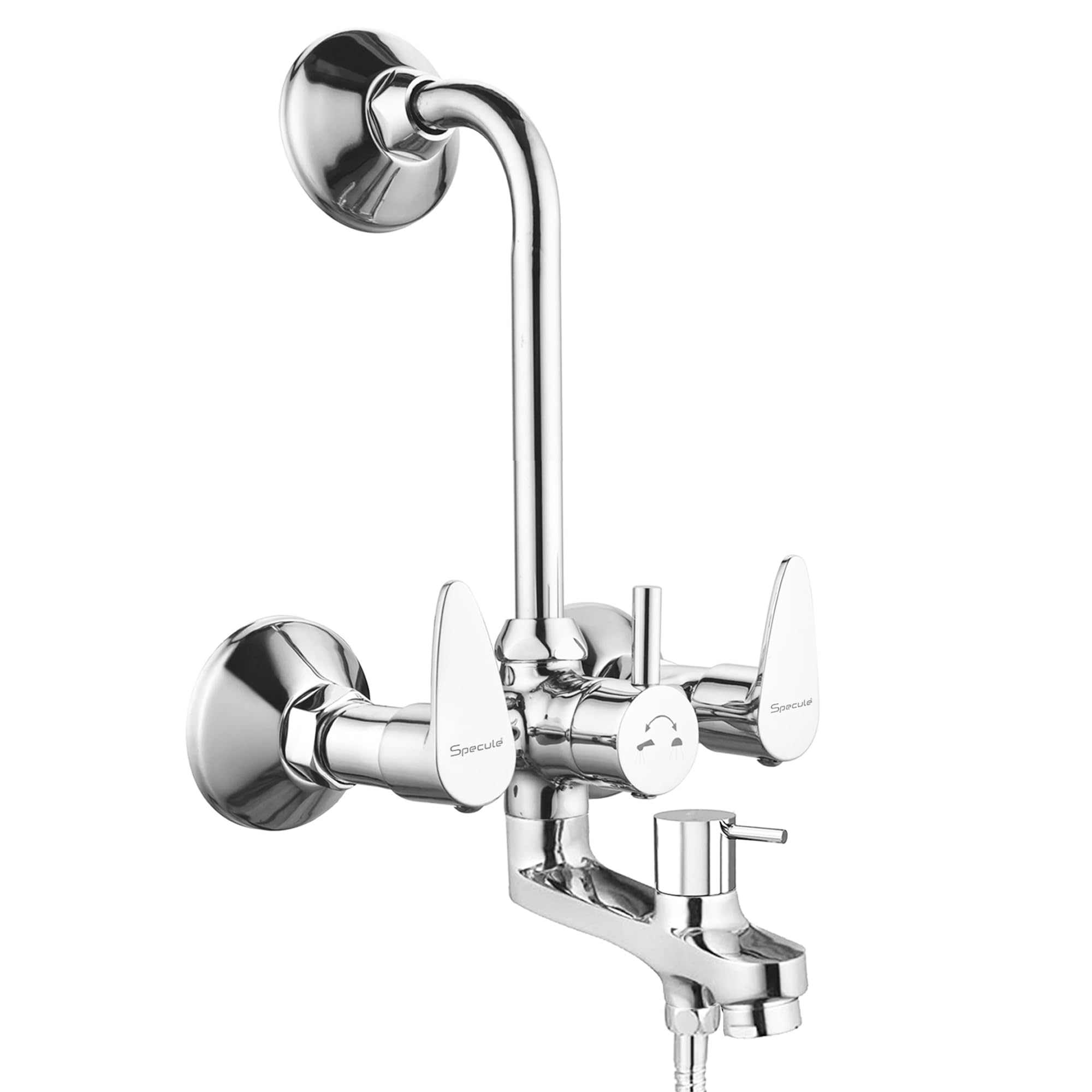 Dove Brass 3-in-1 Wall Mixer with Provision for Rain Overhead and Hand Shower and 190mm Long Bend Pipe | Bathroom Mixer | Bathroom Shower System (Chrome Finish)
