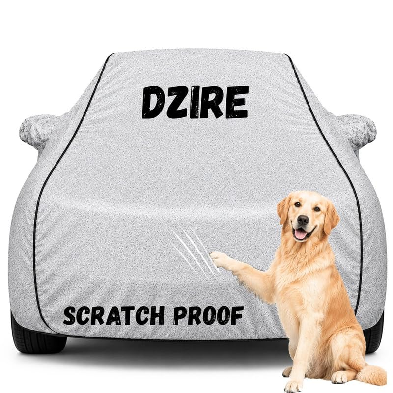 Image of Pure Fabric Silver 100% Waterproof Dzire Car Cover | Polyester Car Body Cover for Rain & Sun | UV Protection, Dustproof, Scratch Resistant, Windproof, Heat Resistant, Custom Fit