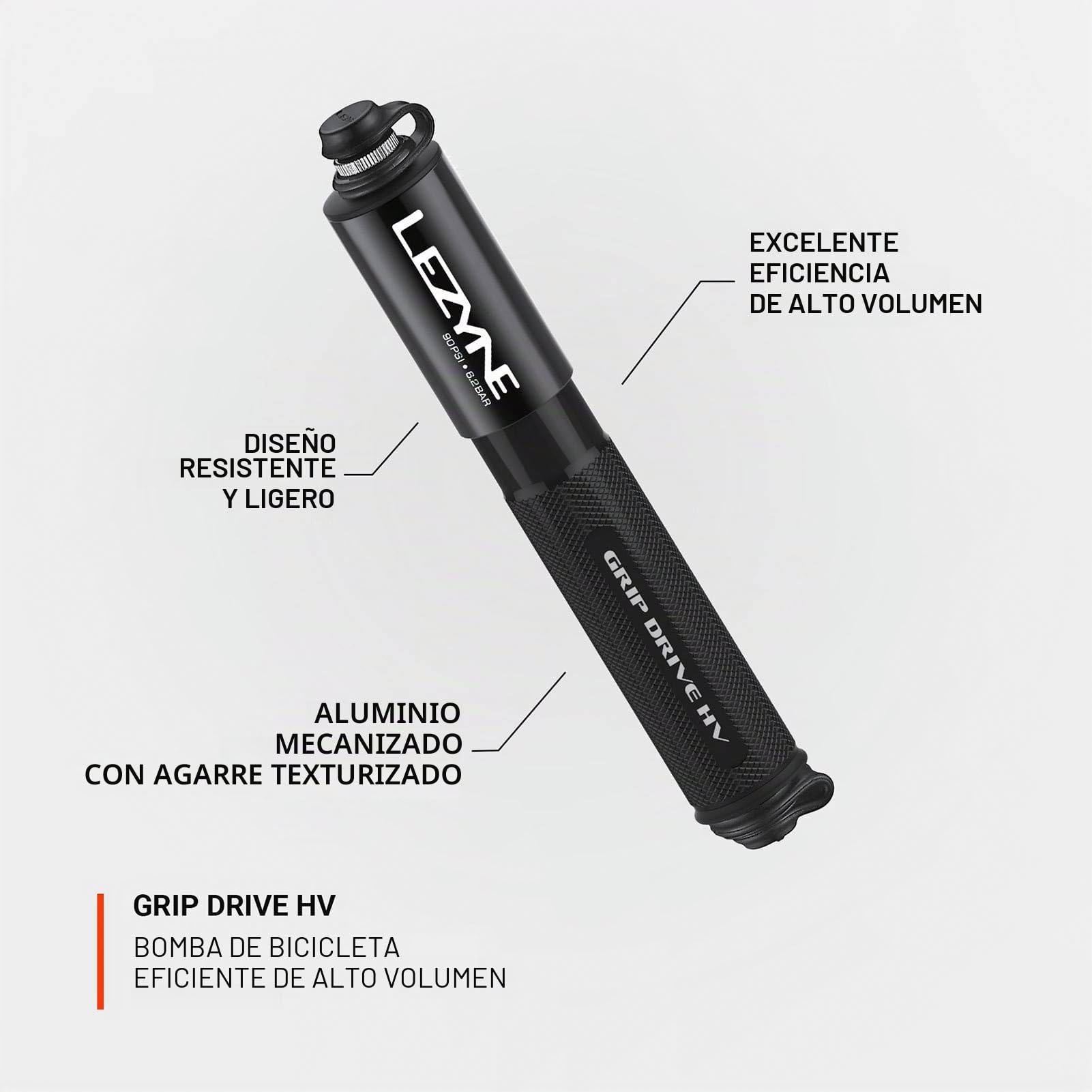 LEZYNE Grip Drive Hv Mini Bomba, Unisex Adulto