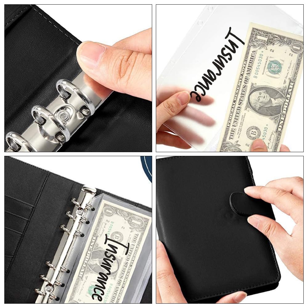 Budget Planner A6, Organizador Dinero, Cuaderno Archivador, Libreta de Ahorro, Ahorrar Dinero, Adecuado para Almacenar Dinero en Efectivo, Cupones, Entradas, Sellos, etc. (Negro)