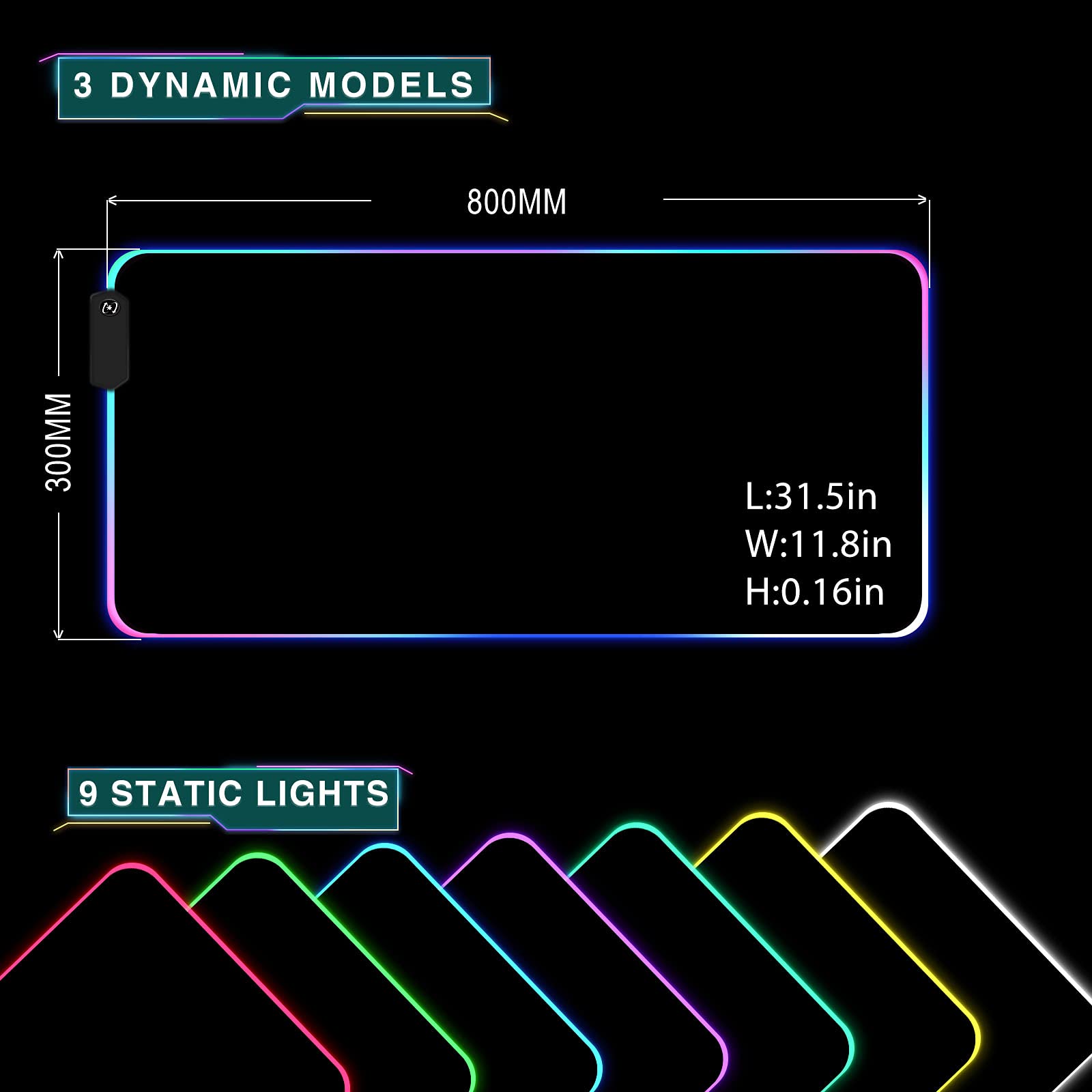 Personalized RGB LED Extended Mouse Pad - Customized Large Gaming Mousepad - Custom Keyboard Mouse Mat for Office & Dorm - Personalised Gifts for Gaming Lovers, 31.5x11.8in