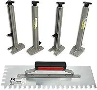 Desempenadeira Dentada 307/04 + 4 Suporte Régua P/Pedreiro Assentamento Cerâmico Porcelanato Profissional Kit