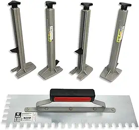 Desempenadeira Dentada 307/04 + 4 Suporte Régua P/Pedreiro Assentamento Cerâmico Porcelanato Profissional Kit