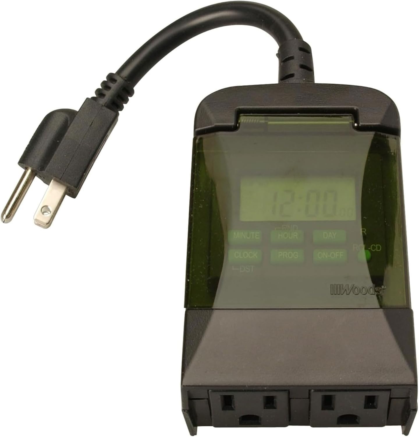 Coleman Cable Woods Digitaler Timer für den Außenbereich, 7 Tage, 2 Steckdosen, Schwarz