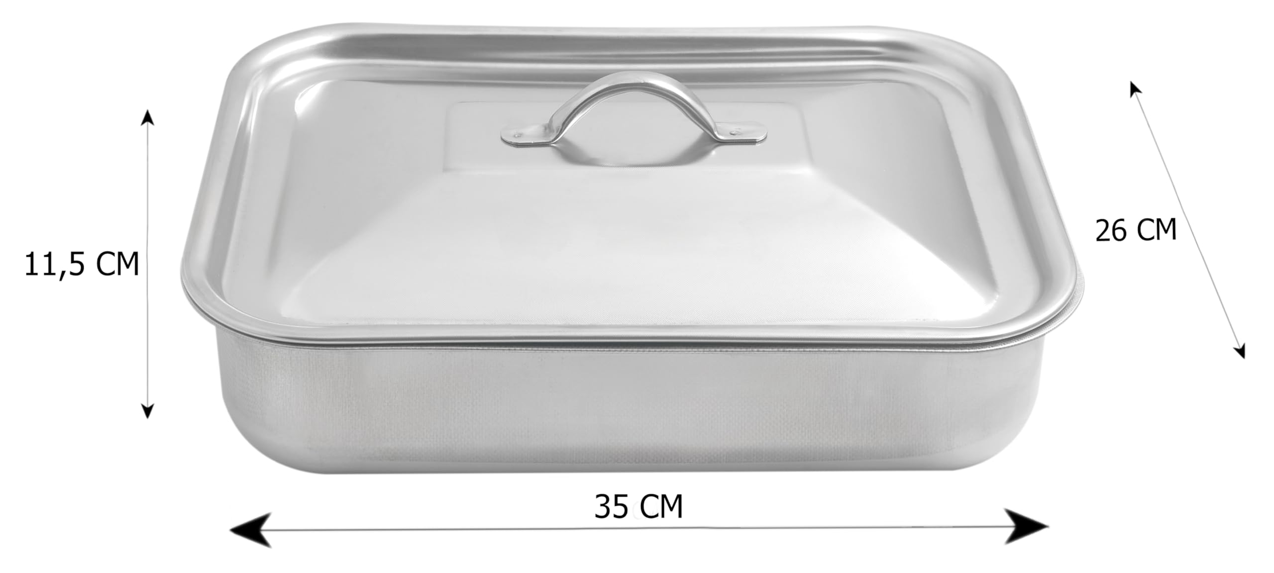 Steel Pan SP711162, Auflaufform, Auflaufform, rechteckig, mit Deckel, Antihaftbeschichtung, PFAS-frei, 35 x 26 cm, aus Edelstahl, hergestellt in Italien