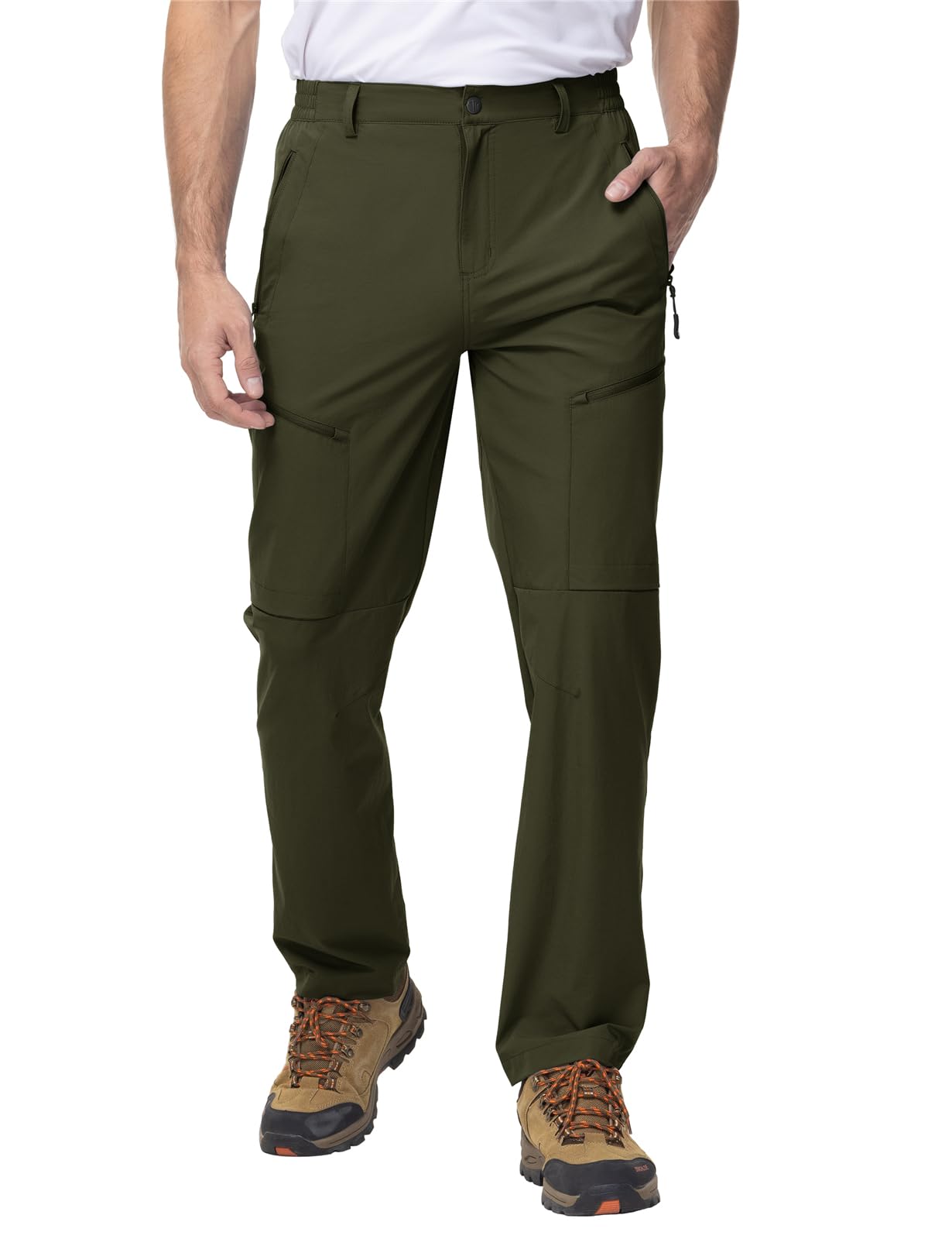 donhobo Herren Outdoor Wanderhose Wasserabweisend Verschleißfest Funktionshose Leicht Schnelltrocknend Camping Trekkinghose mit Reißverschlusstaschen