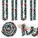 4 Pieces Christmas Garland 26 Feet Artificial Pine Xmas Garland Dark Green and White Garland with 20 Pieces Red Bows Holiday Party Christmas Tree Decoration for Home Indoor Outdoor Decoration