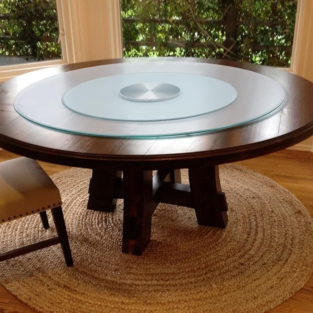 Piatto Girevole Trasparente Lazy Susan, Grande Lazy Susan per riunioni di Famiglia e Banchetti con Cuscinetto in Lega di Alluminio, Silenzioso e Liscio, Vassoio Girevole in Vetro temperato (