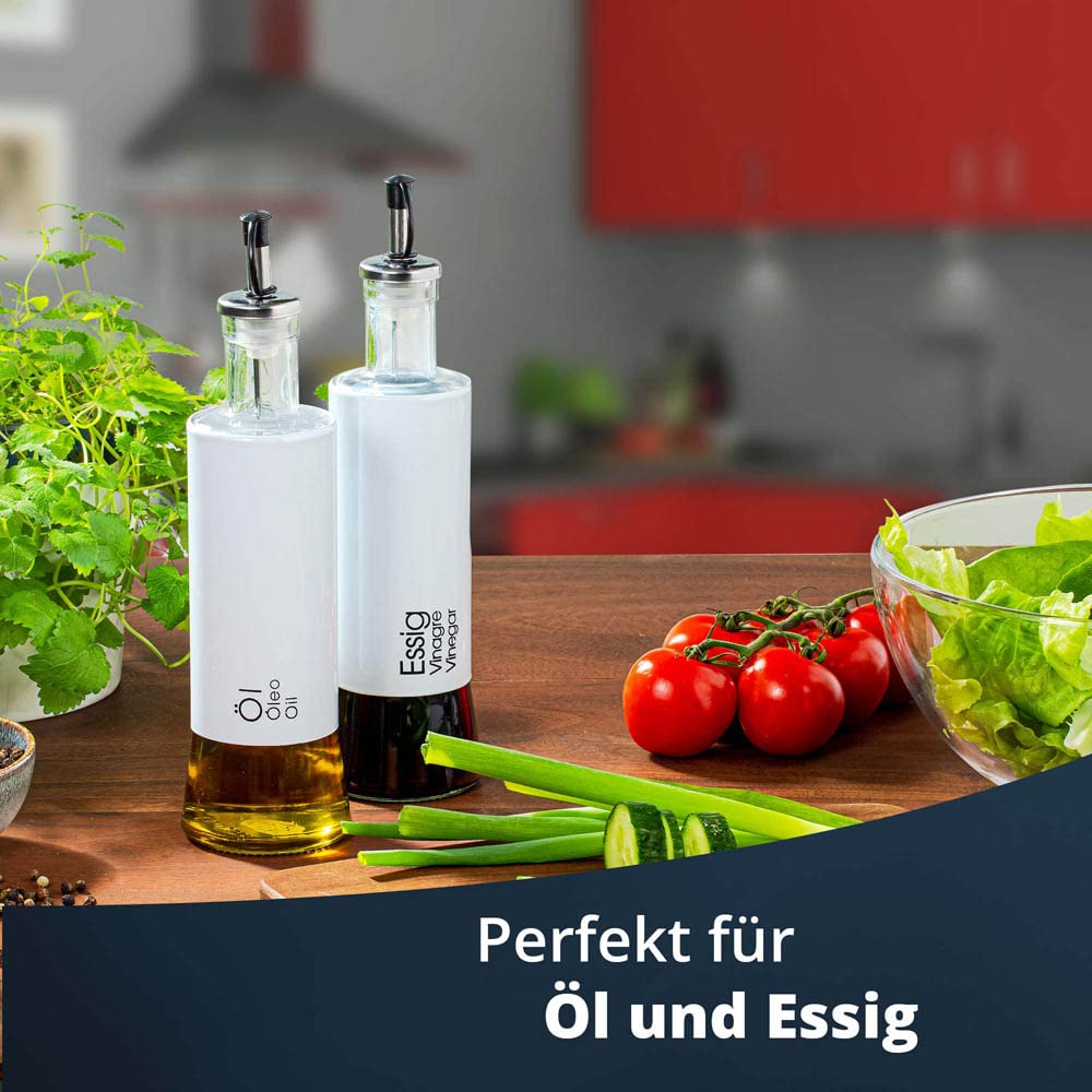 Aelga Öl- & Essigspender-Set – 2 Stück, 10 Unzen (ca. 300 Ml) – Tropffrei, Aus Glas & Edelstahl – Für Küche, Restaurant, Geschenk