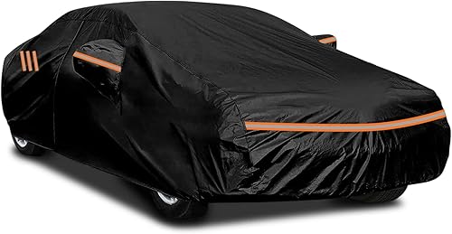 Funda duradera impermeable para automóvil para todo tipo de clima, transpirable, con tiras reflectantes y correas de hebilla, protección UV,