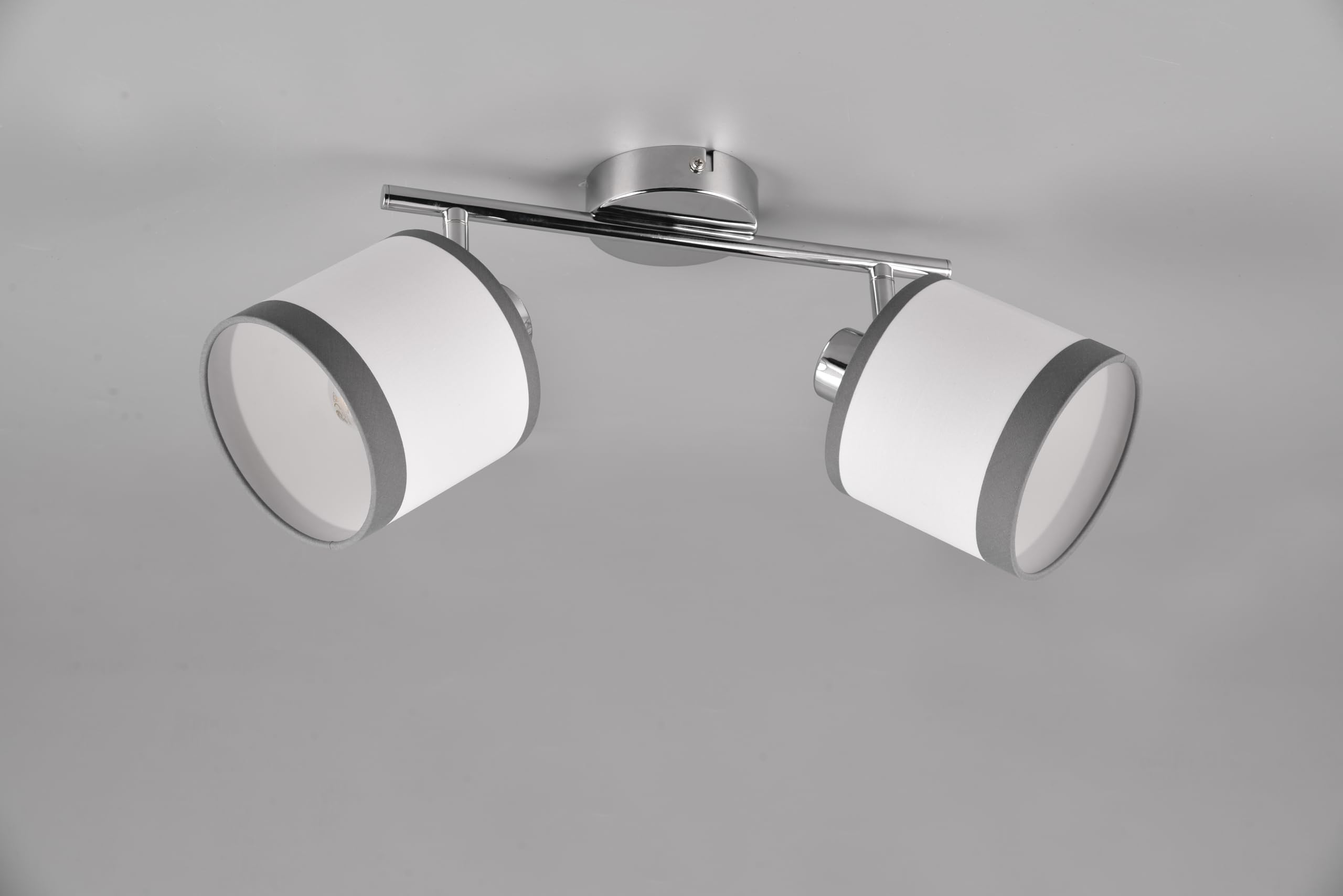 Reality Leuchten RL Spot Bar Davos R81552006, Metal Cromado, Cortinas Tela Gris/Blanco, excl. 2x E14