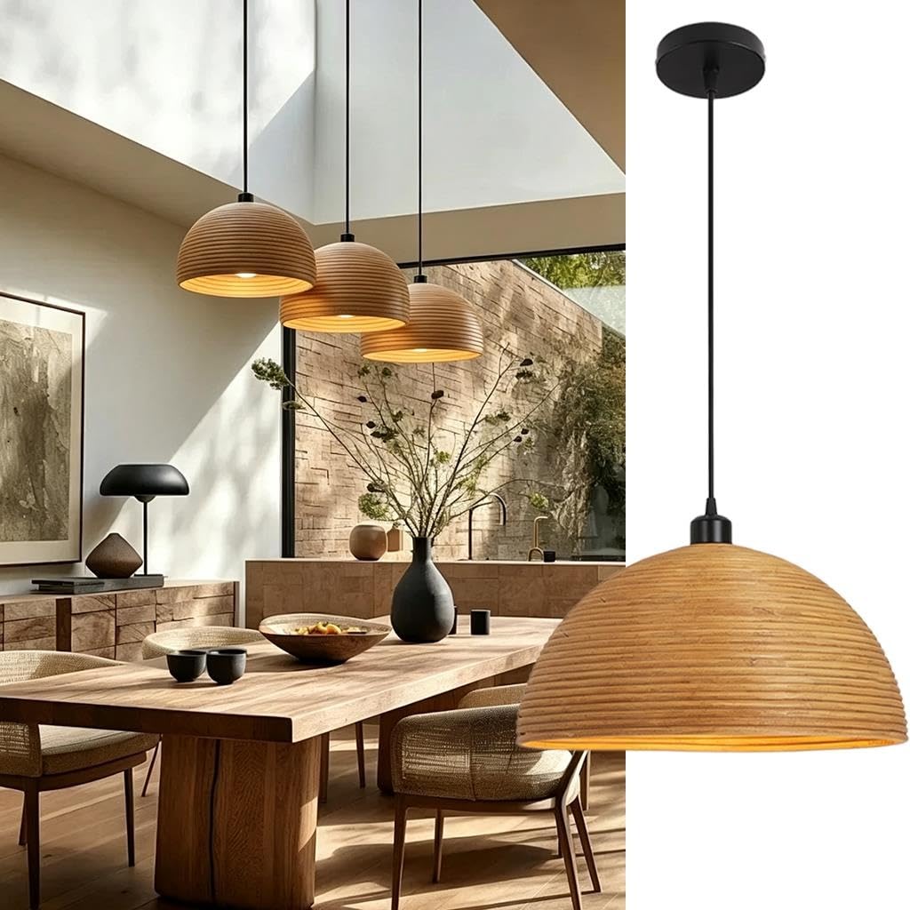 FWX Lámpara Colgante Bohemia Lámpara Colgante De Ratán Natural Retro Iluminación Colgante De Bambú E27 Wabi-sabi Lámpara De Araña Japonés De Granja Para Comedor Pasillo Salón(30cm)