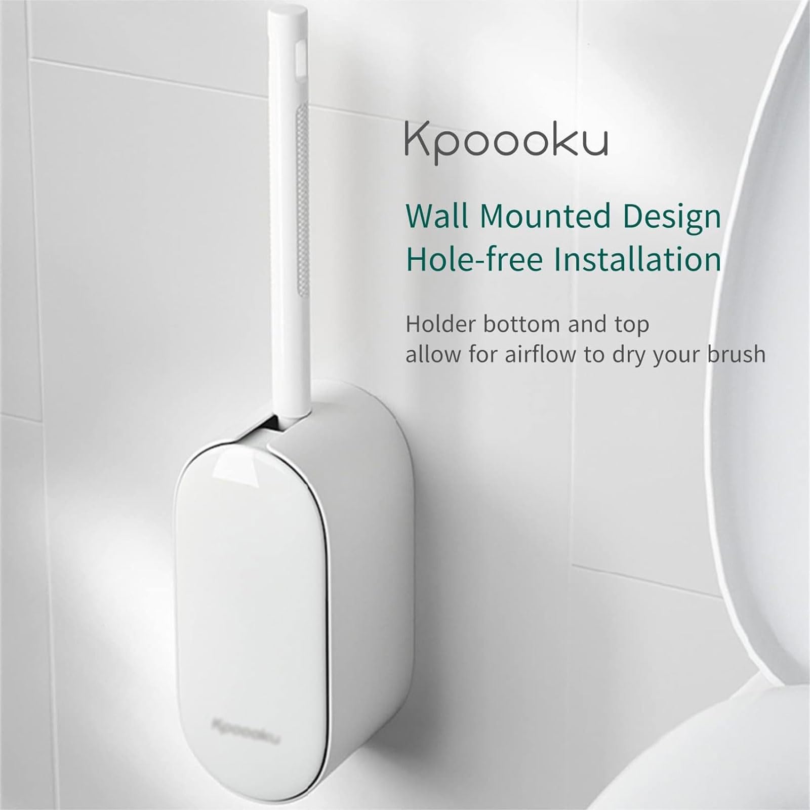 esmen Cepillo de baño Escobilla para Inodoro Juego de escobilla para Inodoro montada en la Pared con cerdas duraderas y diseño Curvo en ángulo para Limpieza del baño