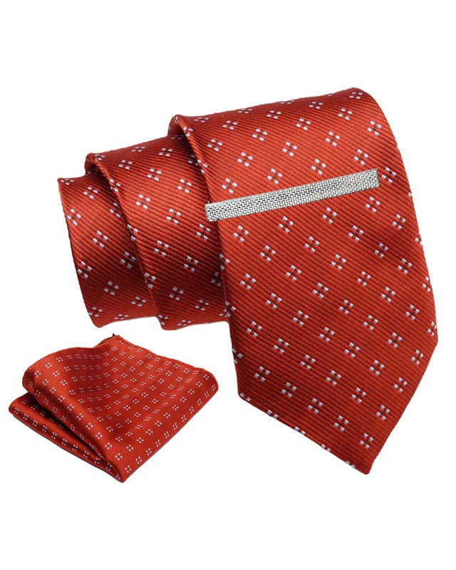 Tie for Men – Micro Silk Neck Ties Set with Cufflinks Flower Pin, Pocket Square & Black Gift Box, Combo Necktie Sets for Office Wear, Formal Suits & Weddings (Maroon, AXNW30)-image-21