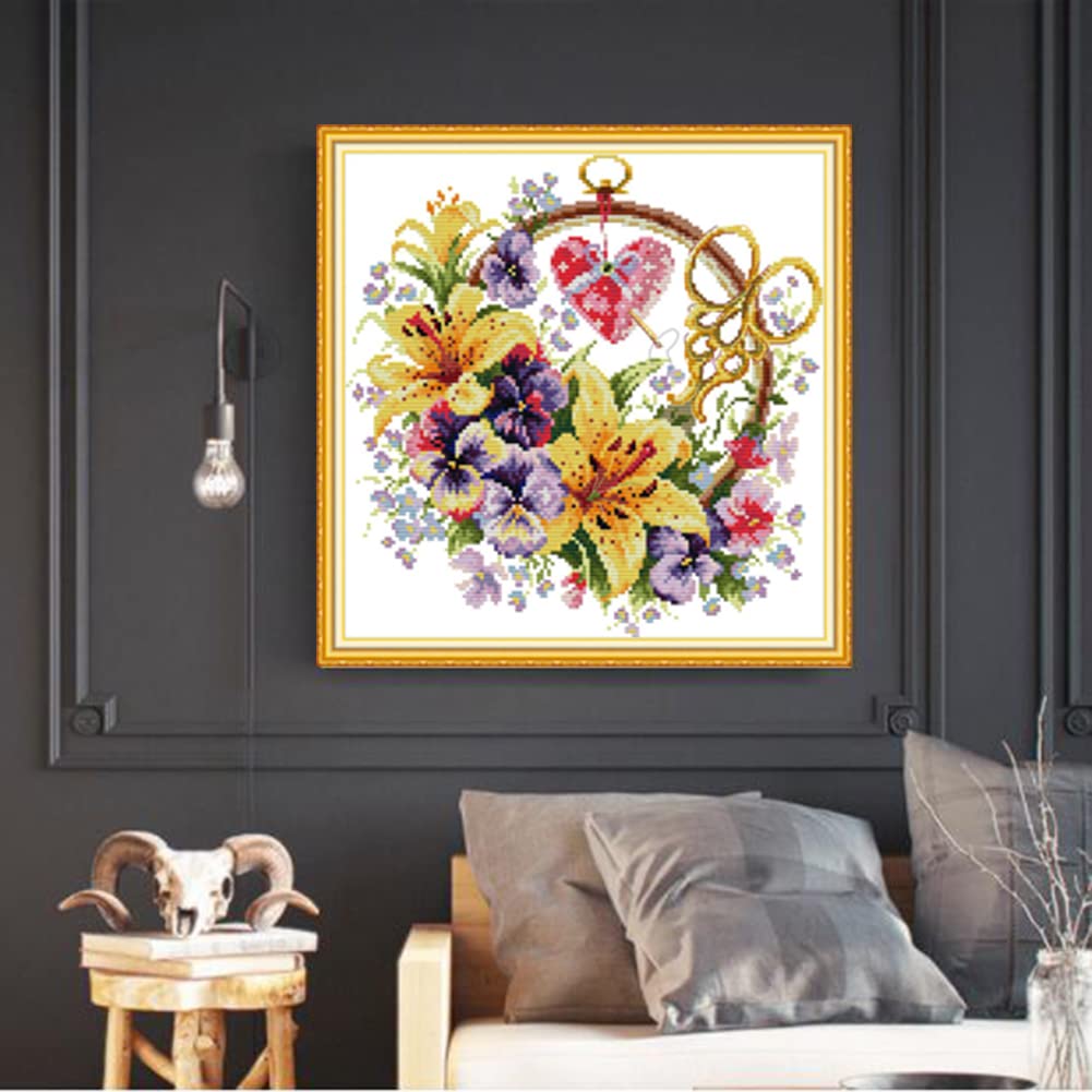 ABEUTY Printed Cross Stitch Kits for Adults Birds Animal Flower DIY 14 CT Embroidery Sewing Starter Kit Stamped Needlework Home Decor (Stamped - Image 2