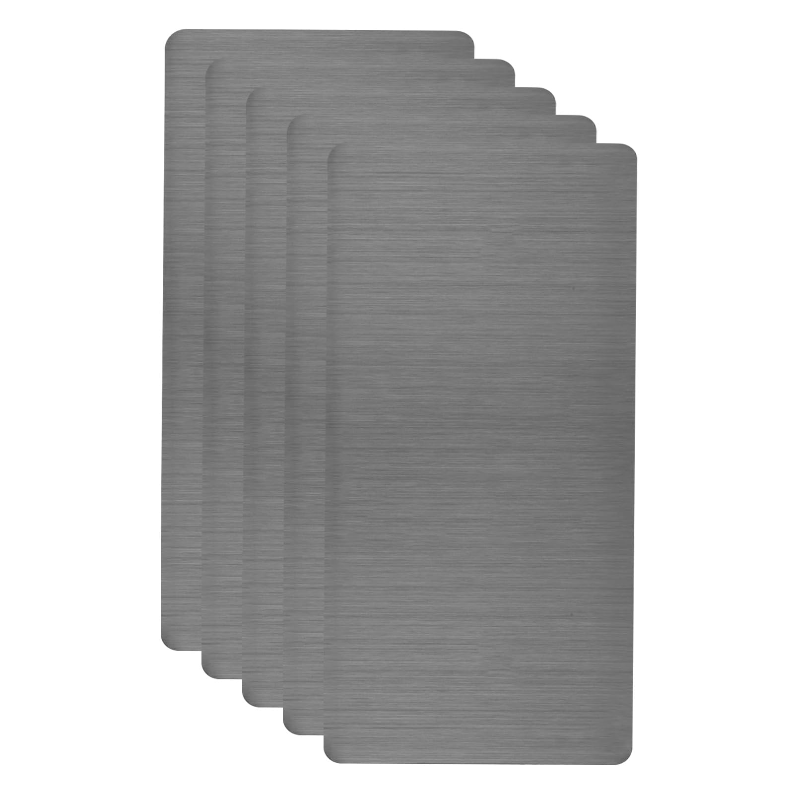 sourcing map 5pcs Metal Business Card Blanks, 100mm x 50mm x 0.4mm Stainless Steel Engraved Metal Business Visiting Name Cards for House Office DIY Gift Invitation(Black, Brushed)