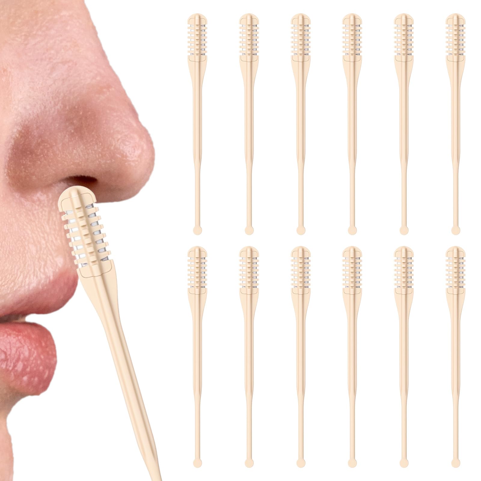12 Pcs Nasal Hair Cutter Double-Sided 2-in-1 Nose Hair Remover Tool Knife Portable Manual 360 Rotating Nasal Trimmer