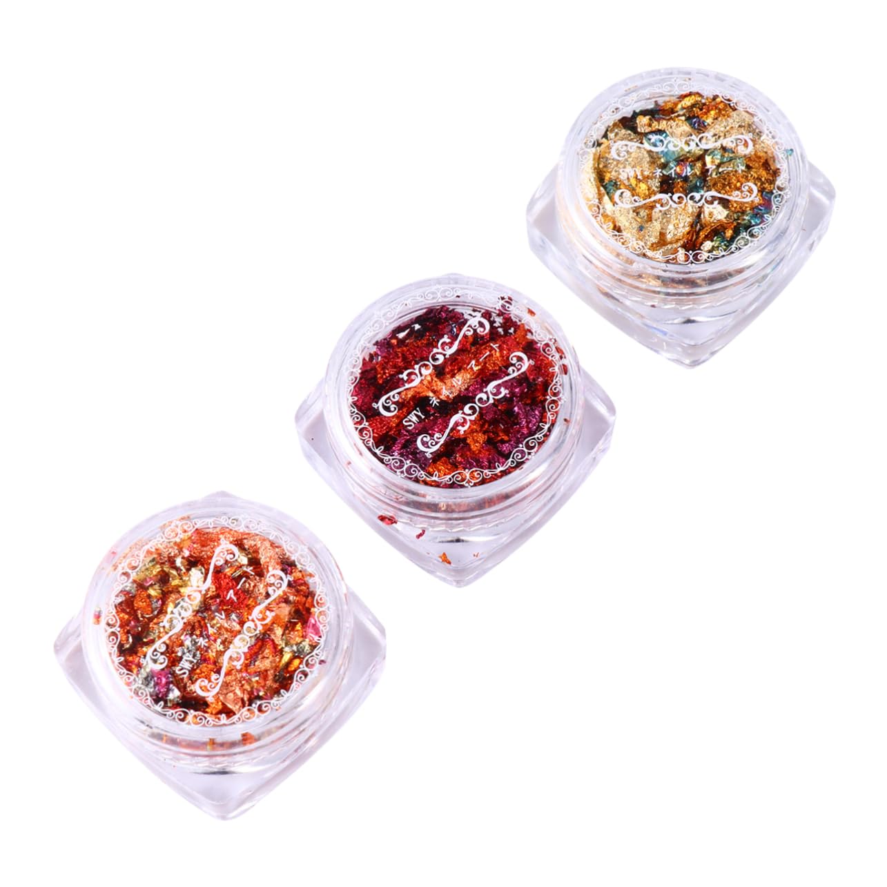 Beatifufu 3 Pack Gold Nail Foil Flakes Flakes for Artificial Nails DIY Manicure Accessory Kit