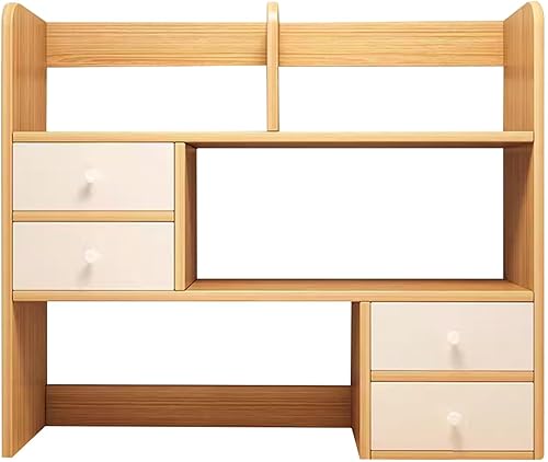 Miniatura 9 de Organizador de estantería de escritorio de madera resistente y elegante para dormitorio, soporte para almacenamiento de estantería de escritorio,