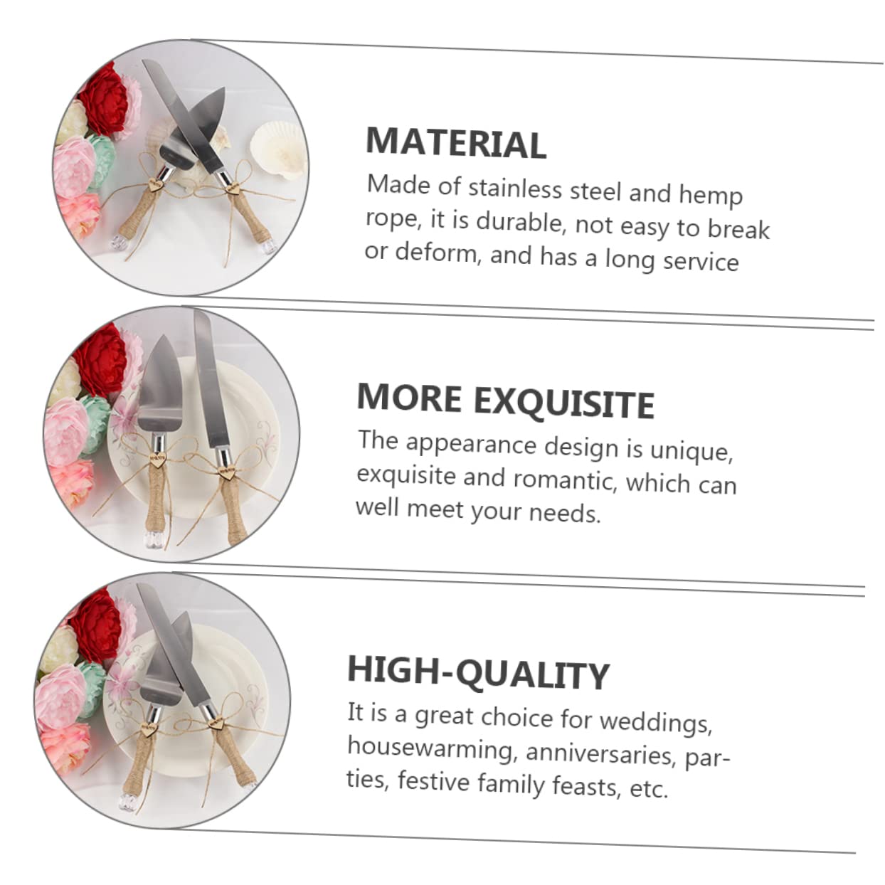 Ensemble Pelle à Gâteau de Mariage 2 Pièces en Acier Inoxydable Argenté