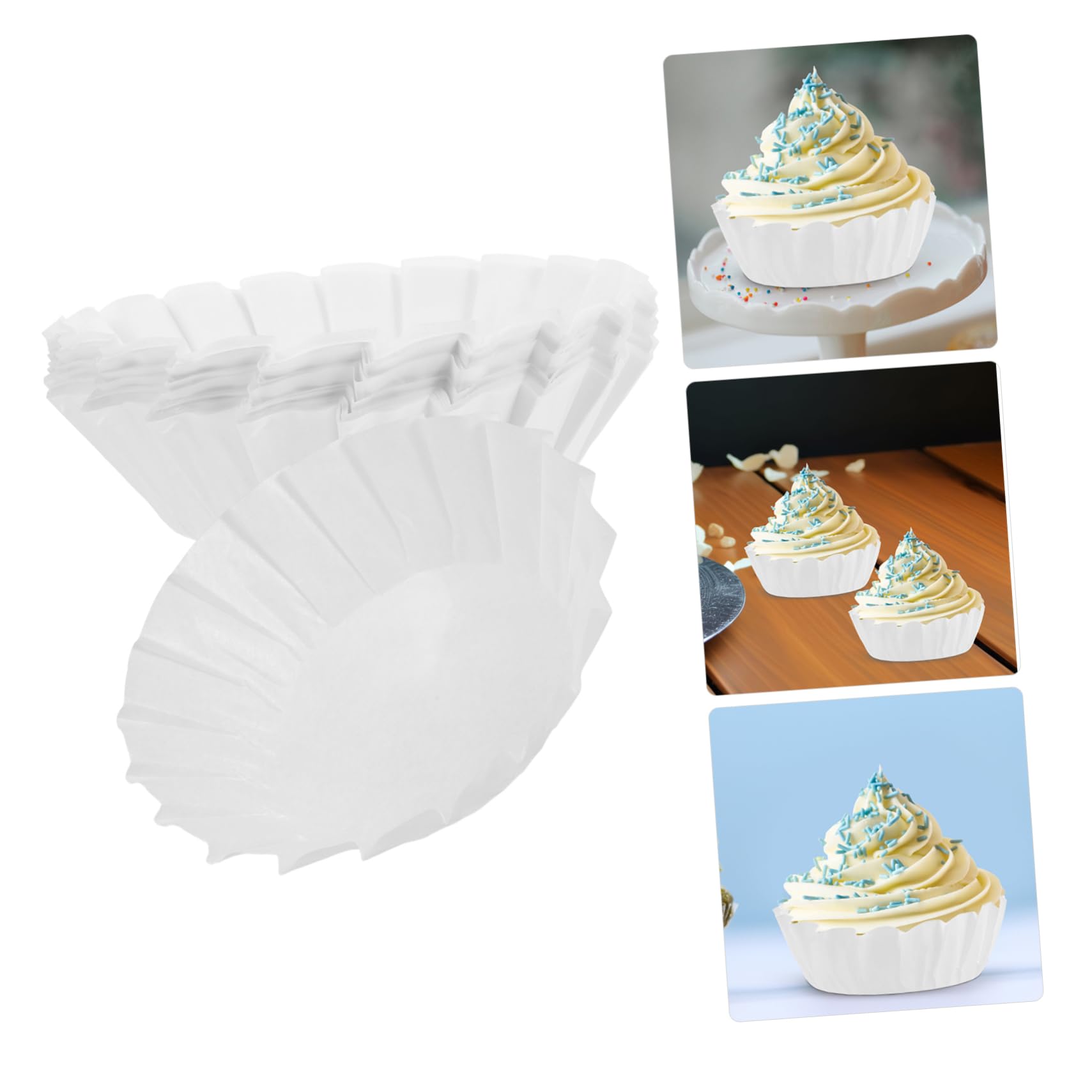 MAGICLULU 5 Sätze Baskisches Ölpapier Muffinförmchen Aus Pergamentpapier Cupcake-papiere Tulpen-muffinförmchen Backförmchen Aus Papier Große Muffinförmchen Silikonpapier Weiß 50 Stück * 5