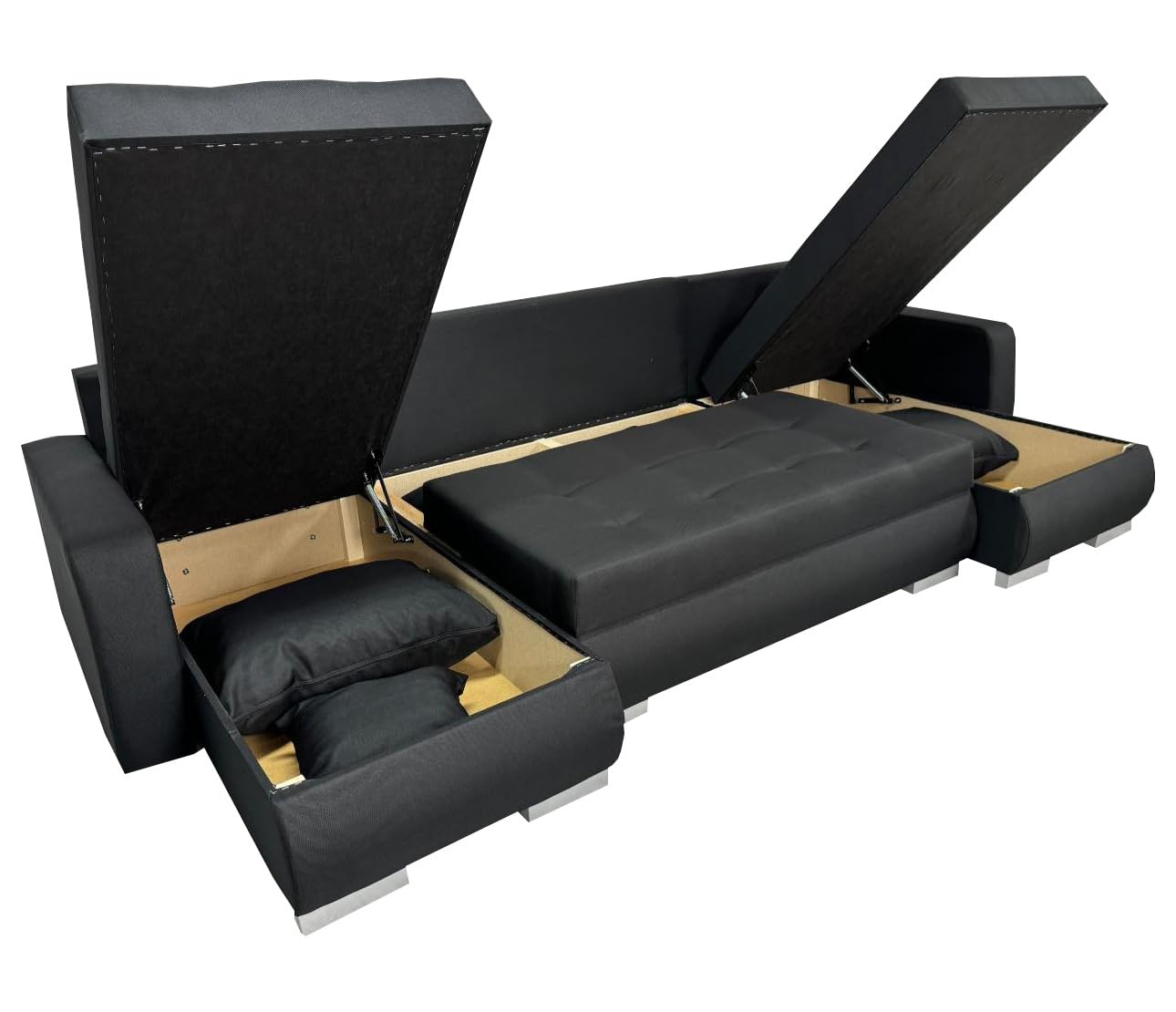 Ecksofa Etna bis U-Form in schwarz