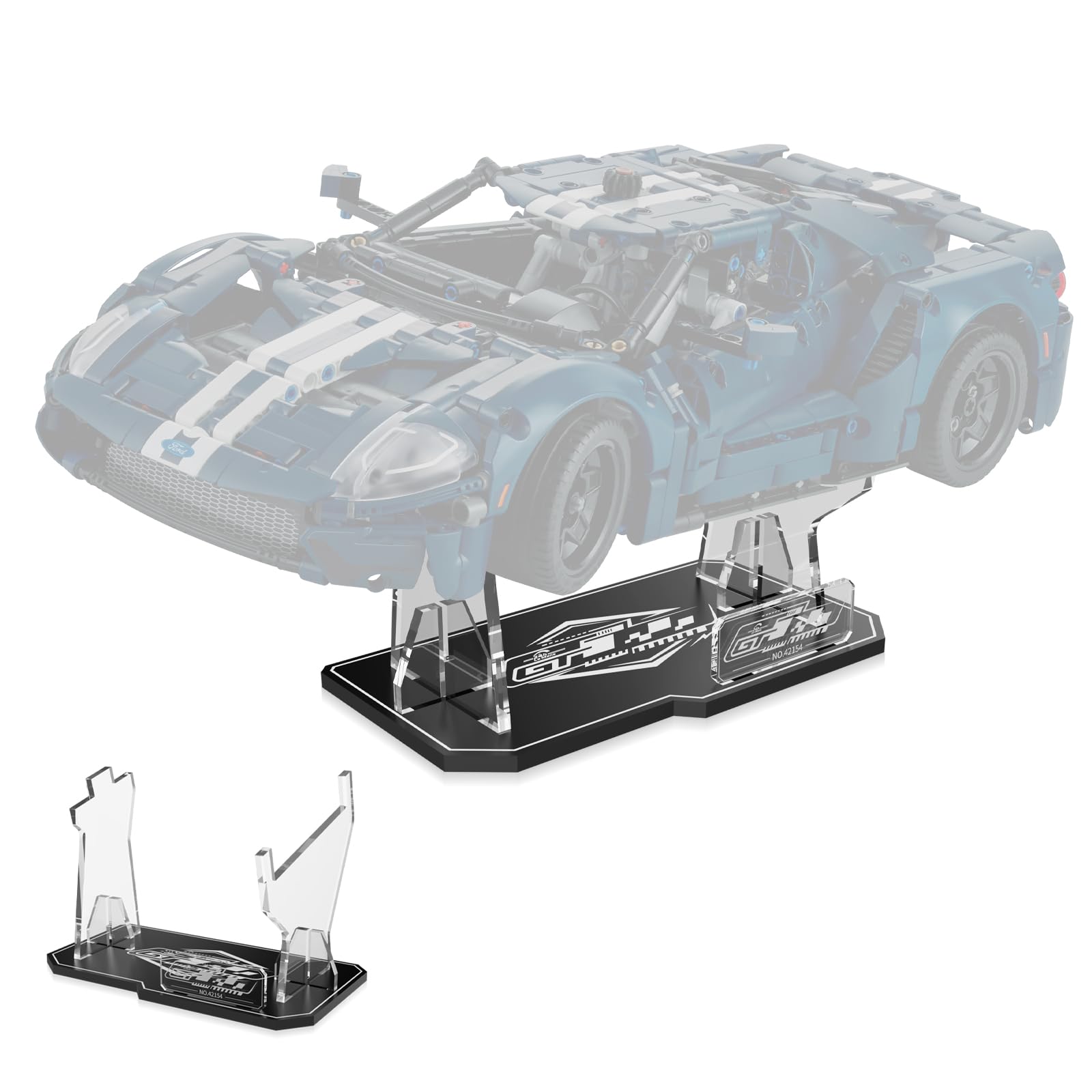 cooldac Acrylic Display Stand Compatible with Lego 42154 Technic Ford Gt Kit, Clear Individual Compatible with Lego 42154 (Display Stand Only, Model Not Included)