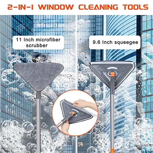 Rokoxin 85 Inch Wall Cleaner Mop With Long Handle - Baseboard Cleaner Tool Duster For Wall Washer Cleaning Ceiling Window Floor, With Extension Pole 39" To 85", 6 Replacement Microfiber Chenille Pads #TOP5