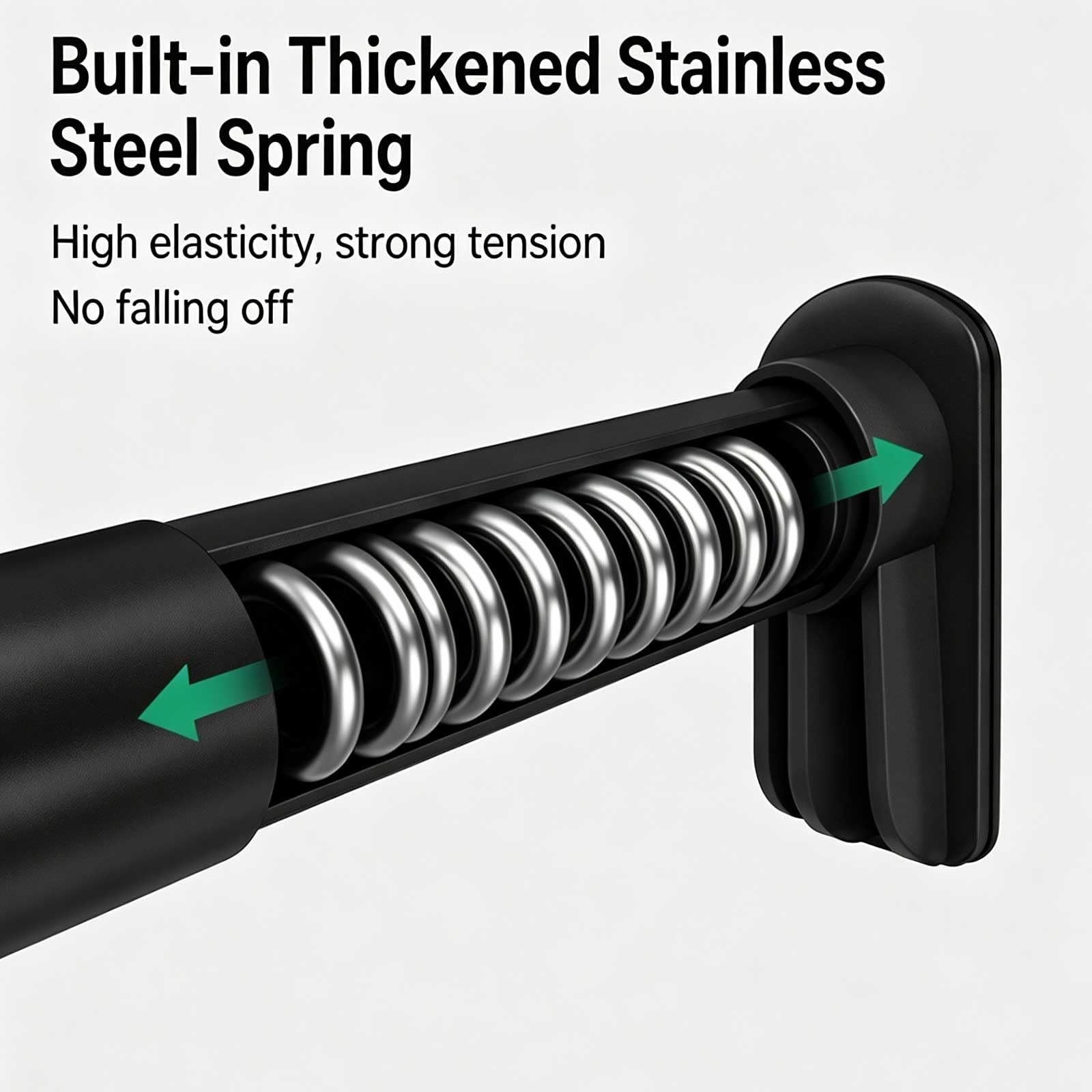 Tringle Rideau Sans Percage Extensible, 78-418 Cm, pour la Maison, la Salle de Bain et les Fenêtres. Résistante à la Rouille et Antidérapante(Black,218-268cm/86-105.5in)