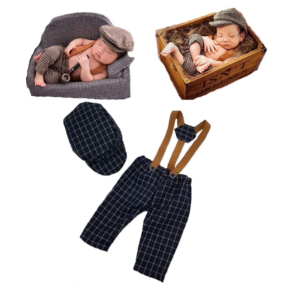 Infant Newborn Photo Outfits Props Baby Photography Crochet Romper Hat Set Monthly Boy Girl Photo Shoot Knitted Berets