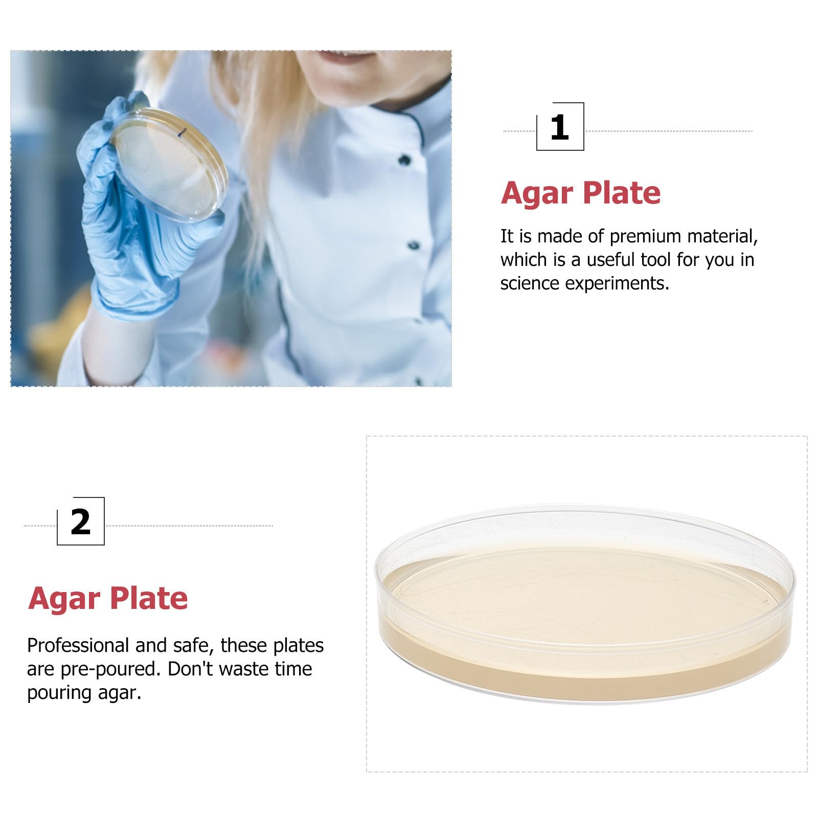 Levemolo Sterile Nähragarplatten 9cm aus Agar und PC Vielseitig für Kulturen 20 Stück für Forschung und Lehre im Laborgebrauch